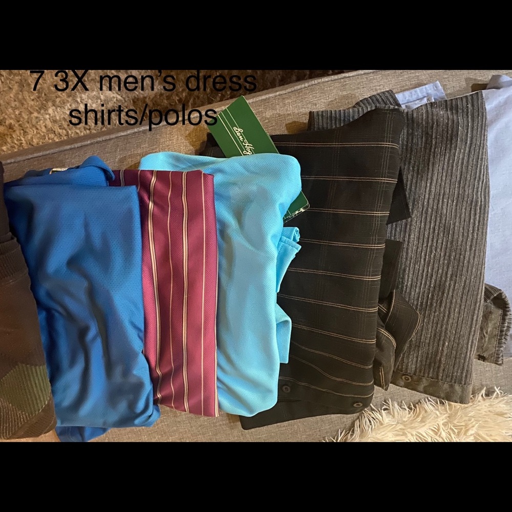 7 men’s dress shirts and polos!